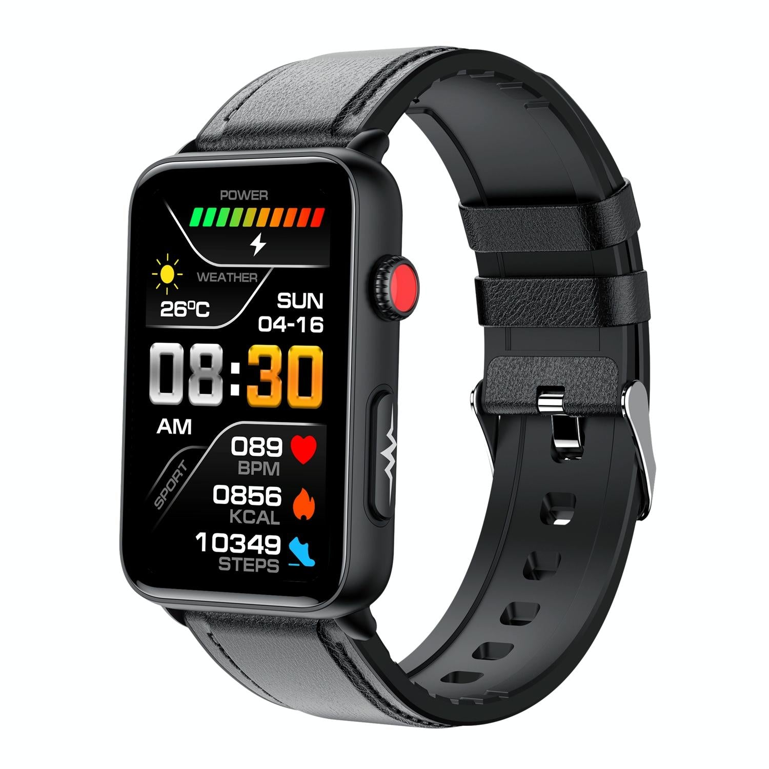 bluetooth smart watch with ecg temperature and heart rate red silicone