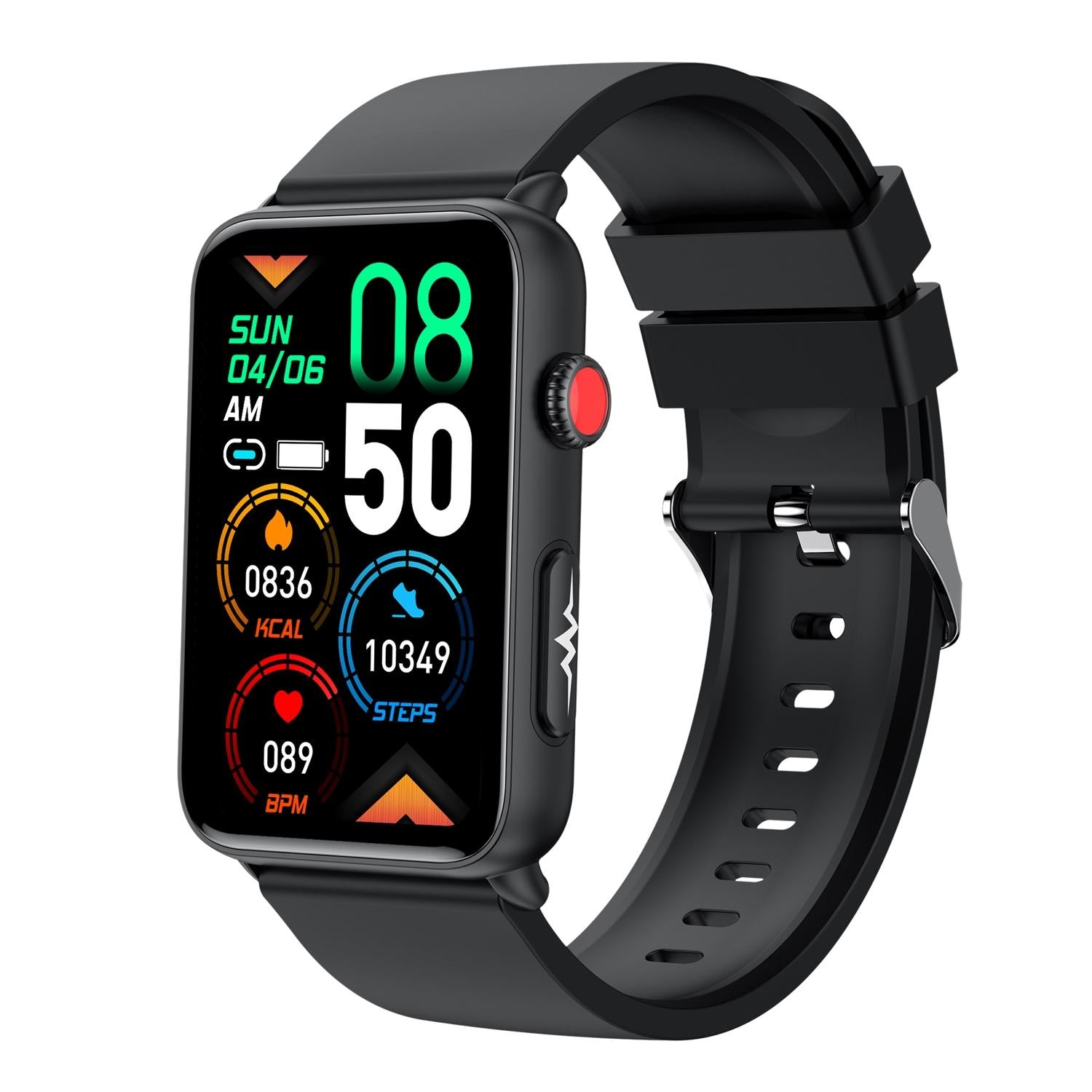 bluetooth smart watch with ecg temperature and heart rate red silicone