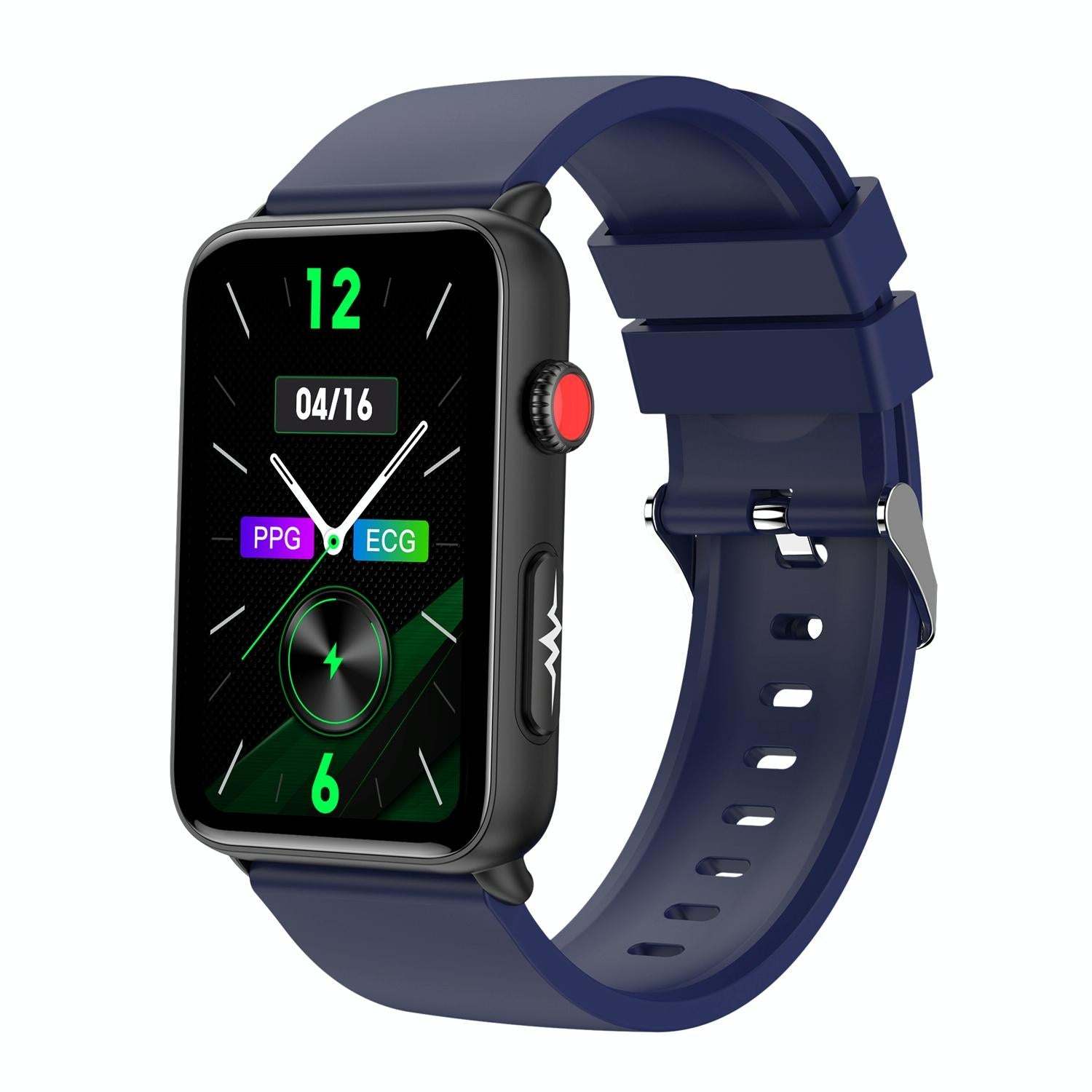 bluetooth smart watch with ecg temperature and heart rate red silicone