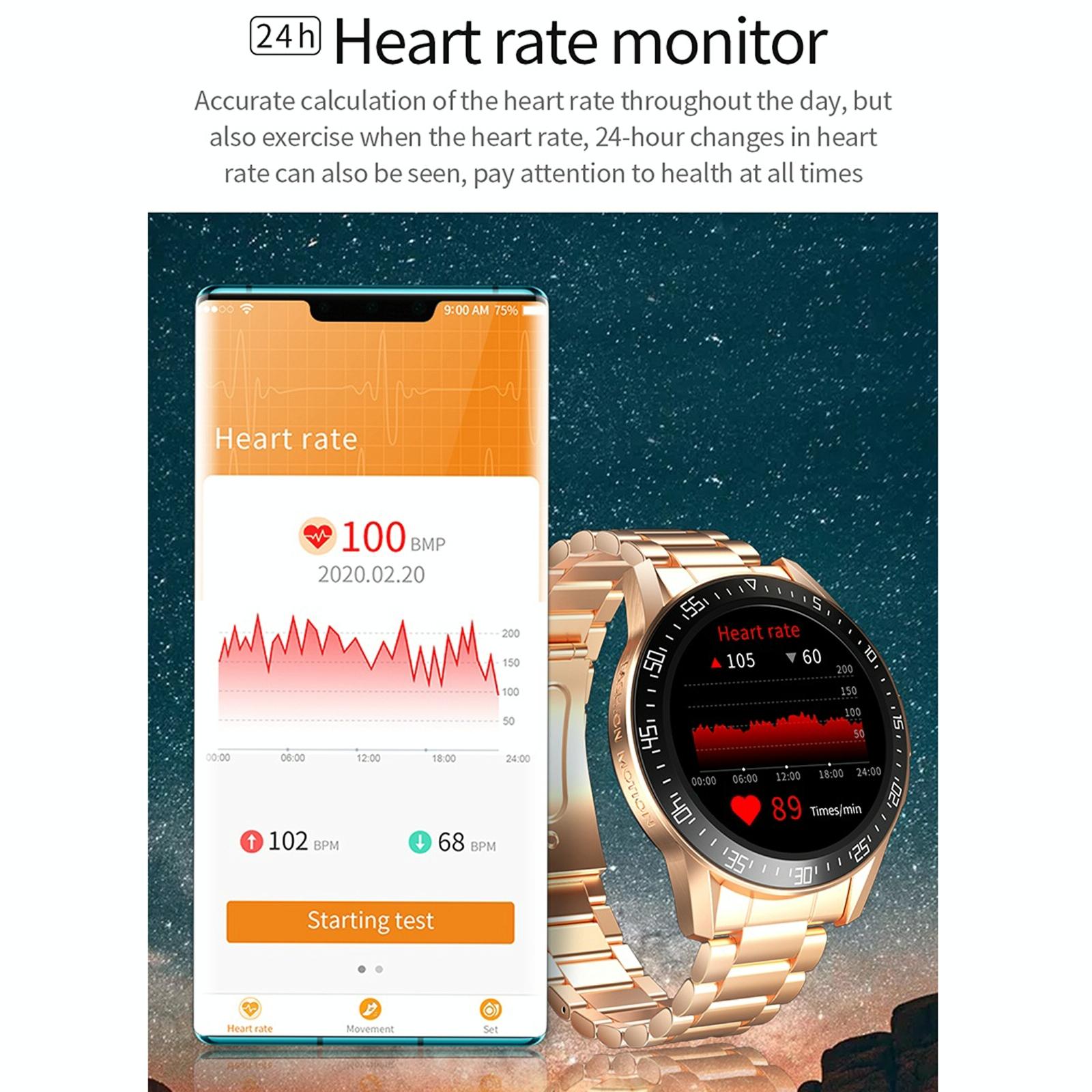 1.3 inch full fit round screen smart watch support sleep monitor / heart rate monitor / temperature monitoring black