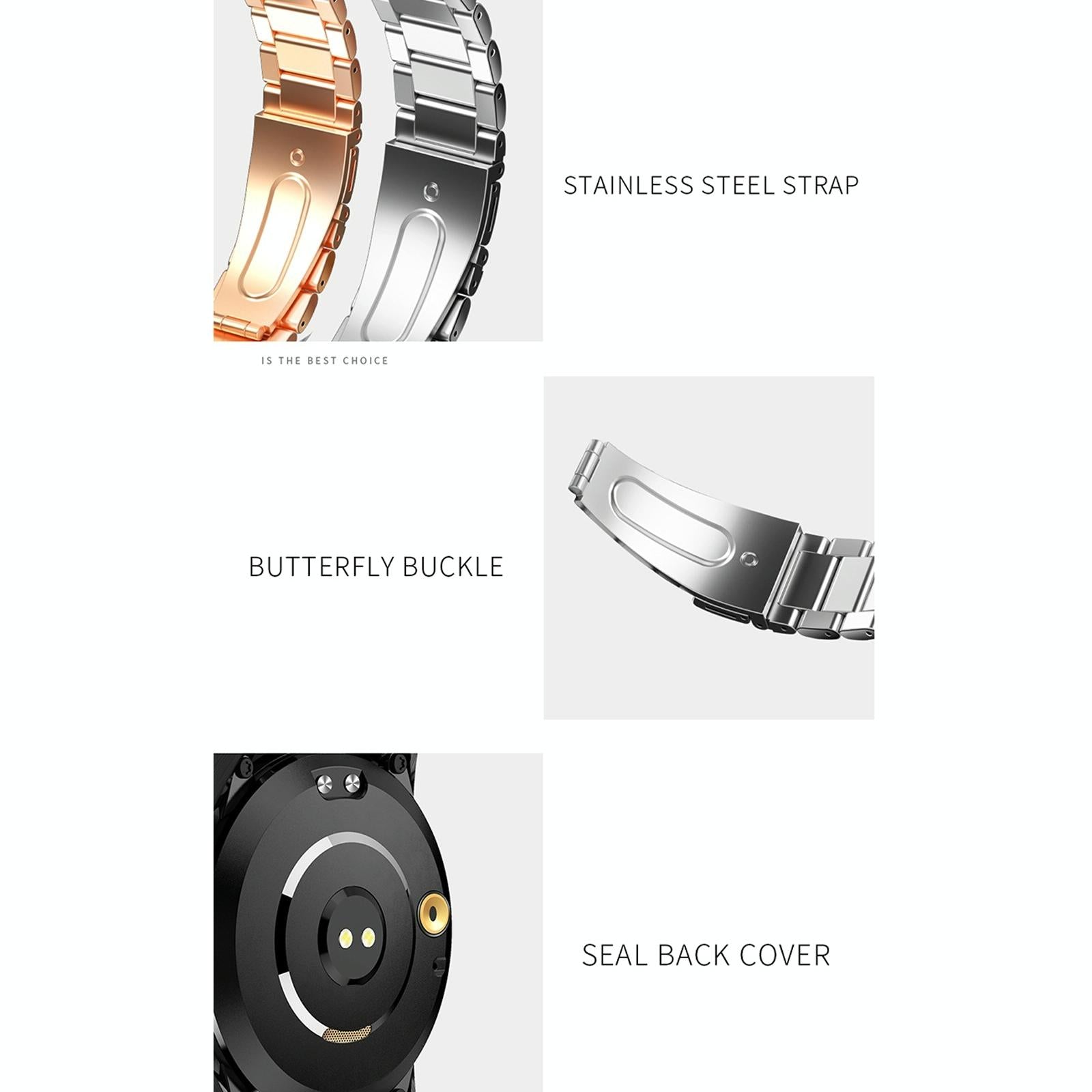 1.3 inch full fit round screen smart watch support sleep monitor / heart rate monitor / temperature monitoring black