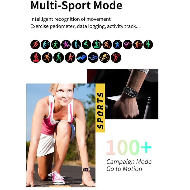 1.47 inch waterproof smart watch heart rate & blood pressure support pink