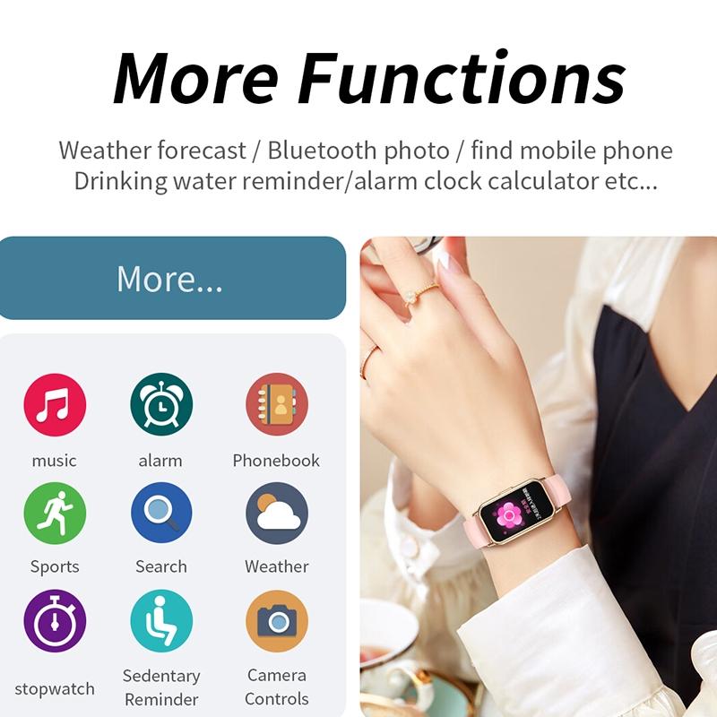 1.47 inch waterproof smart watch heart rate & blood pressure support pink
