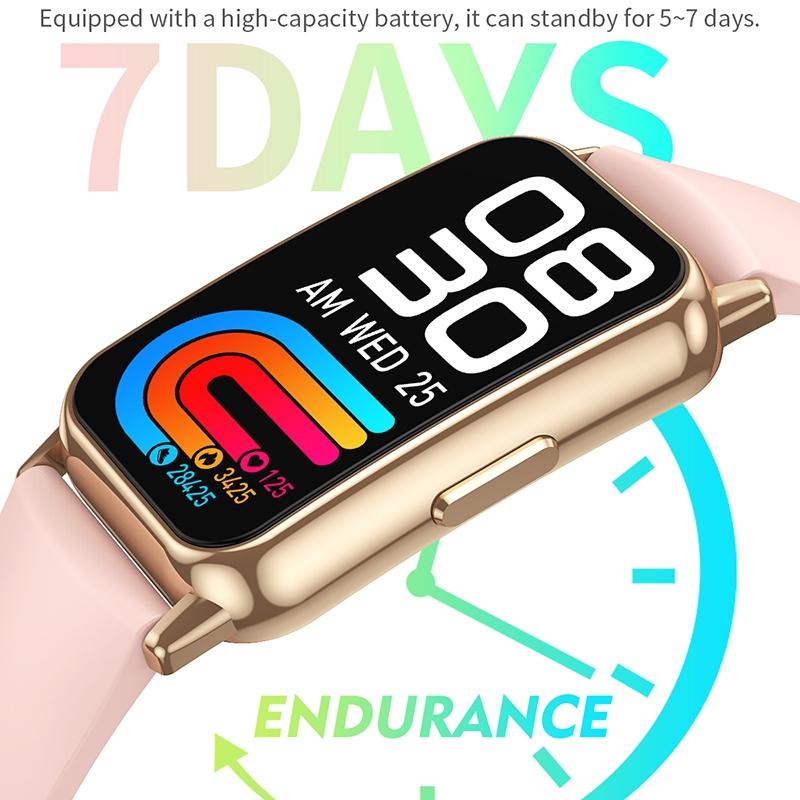 1.47 inch waterproof smart watch heart rate & blood pressure support pink