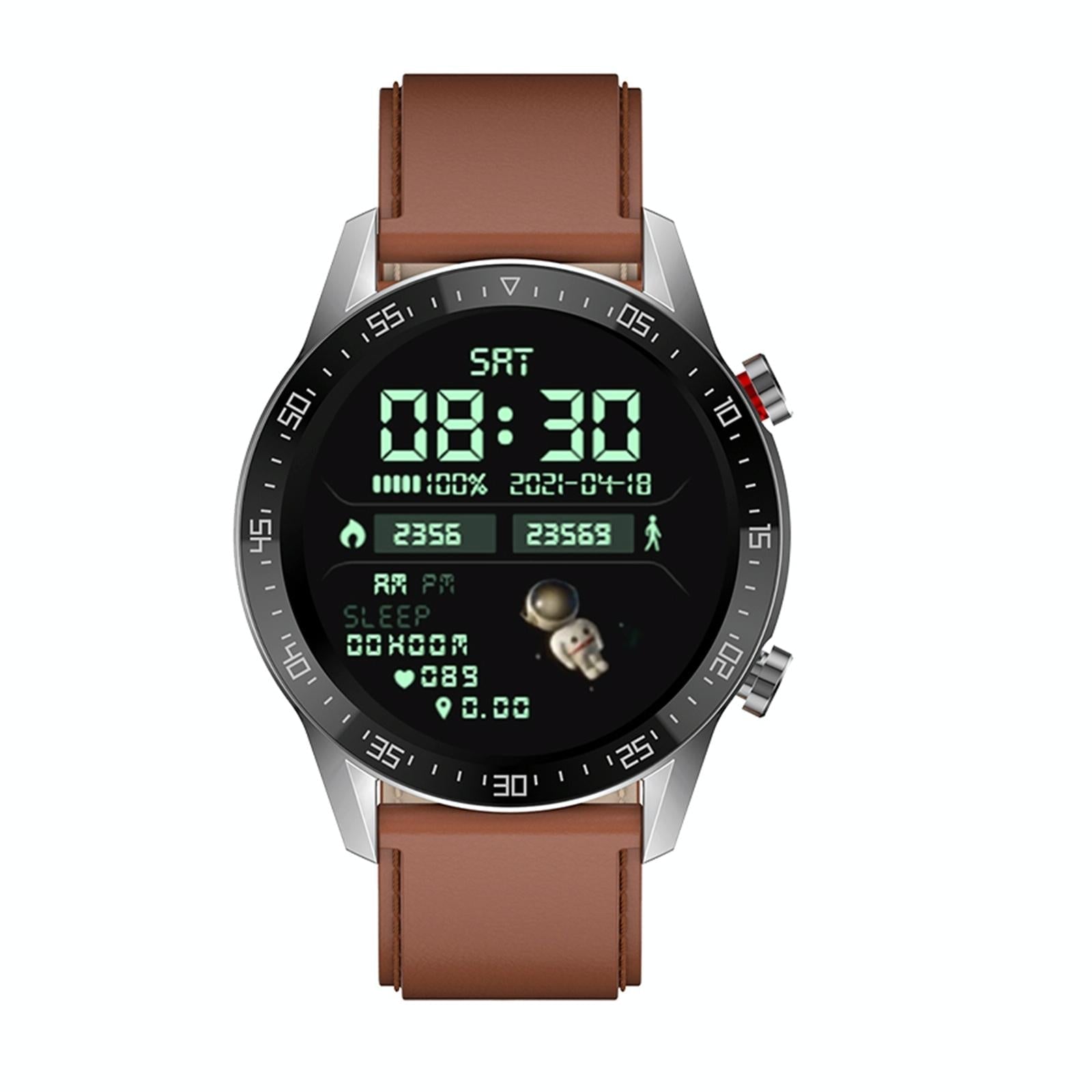 1.28 inch ips screen smart watch with bluetooth call & sleep monitoring brown