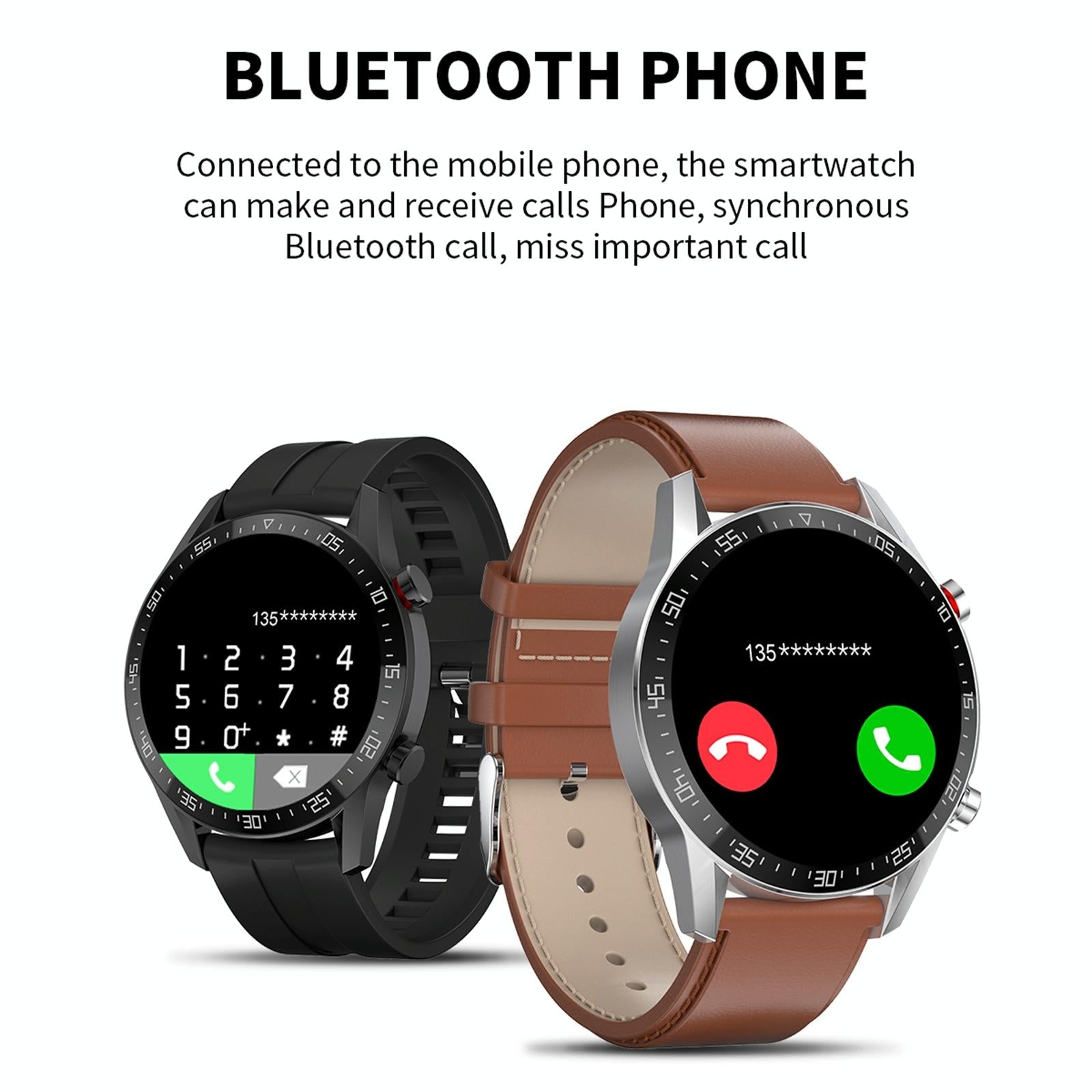 1.28 inch ips screen smart watch with bluetooth call & sleep monitoring brown