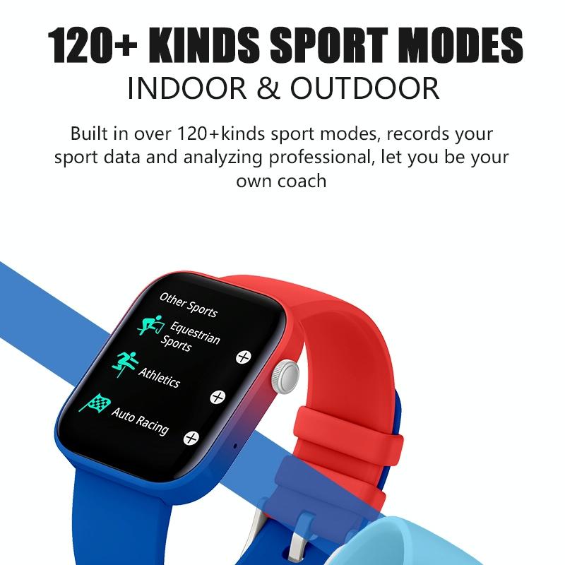 1.8 inch tft screen bluetooth smart watch support heart rate monitoring & 100+ sports modes red blue