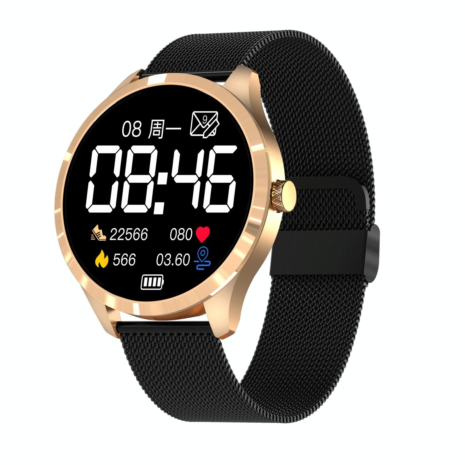 1.28 inch ips colour screen ip67 waterproof smart watch support blood pressure monitoring / heart rate monitoring / sleep monitoring silver