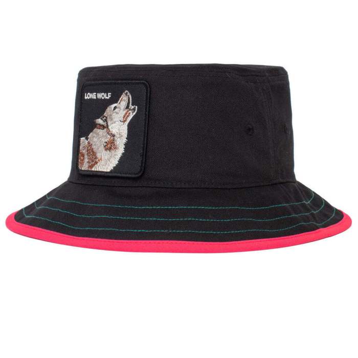 goorin bros costa lobo bucket hat 100% cotton animal series black l goorin bros costa lobo bucket hat 100% cotton animal series black l