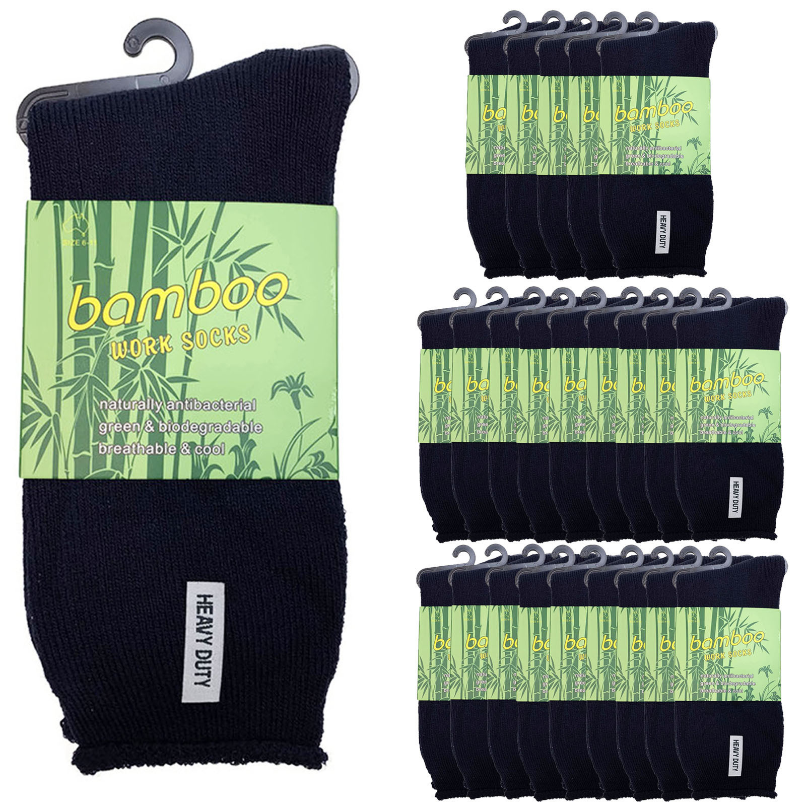 24 pairs premium bamboo socks mens heavy duty thick work socks cushion bulk navy blue 6 11