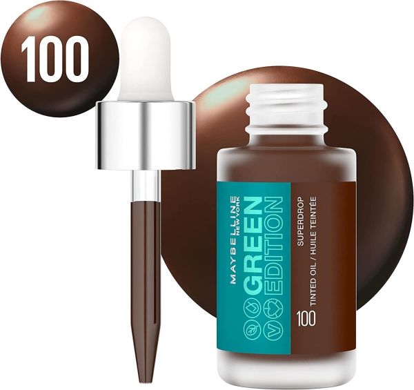 maybelline green edition superdrop tinted oil foundation – shade 100