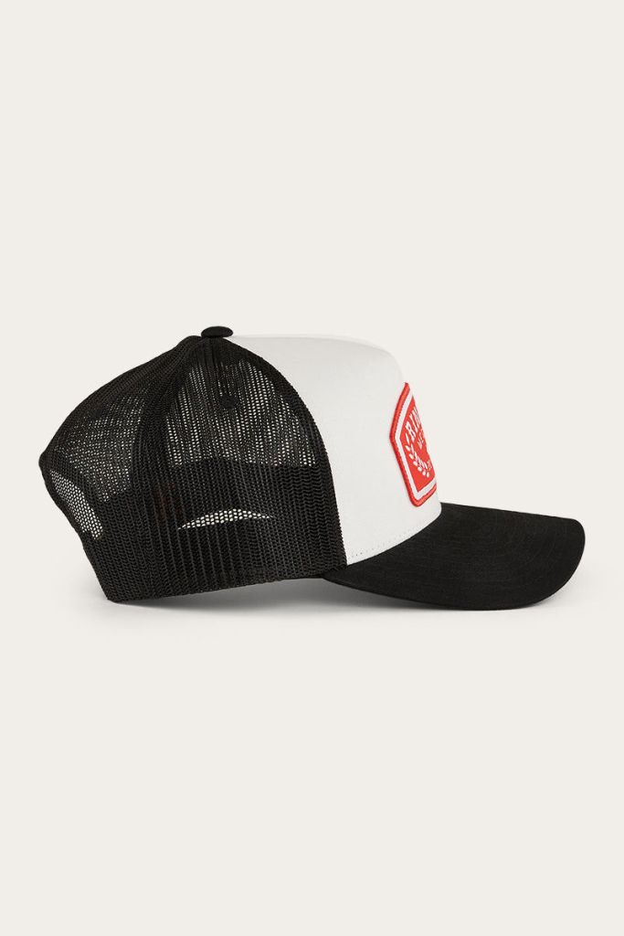 ringers western wheatbelt trucker baseball cap hat in white/red ringers western wheatbelt trucker baseball cap hat in white/red