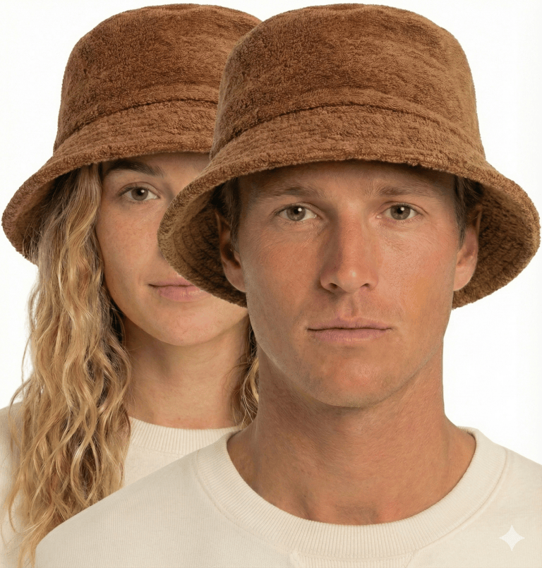 100% cotton terry towelling bucket hat daggy fishing camping lad cap in tan brown x large