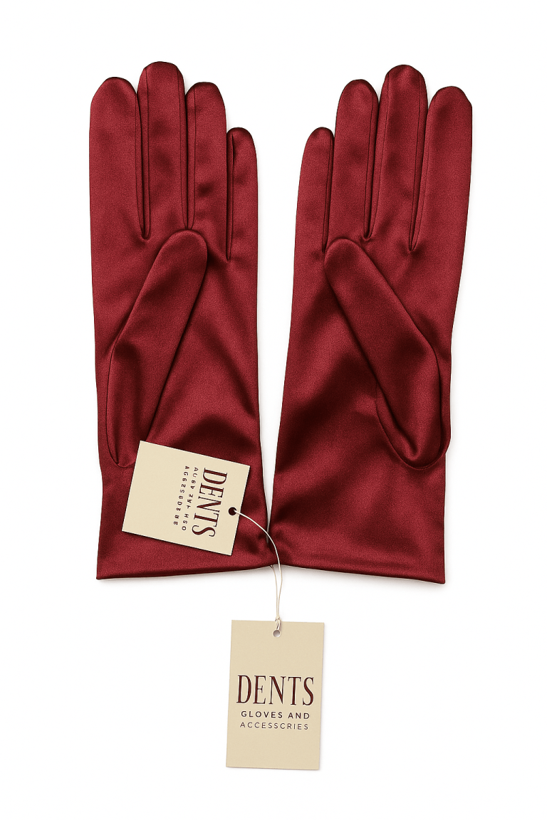 dents wrist length satin evening gloves wedding stretch formal bridal in wine red