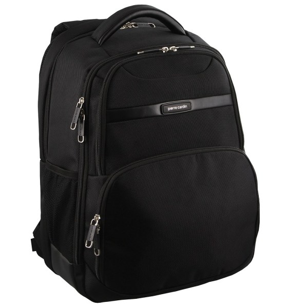 pierre cardin 30l large backpack bag w 15 laptop sleeve travel luggage rfid black"