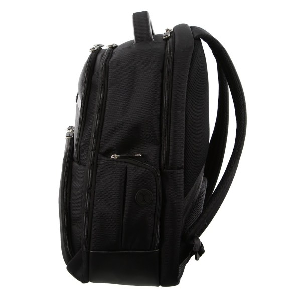 pierre cardin 30l large backpack bag w 15 laptop sleeve travel luggage rfid black"