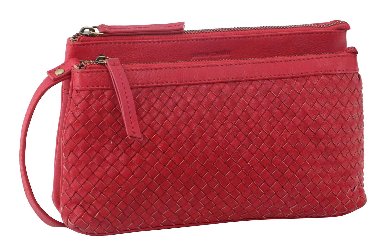 pierre cardin woven ladies crossbody/ clutch bag red