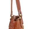 pierre cardin woven leather ladies shoulder bag travel carry cognac