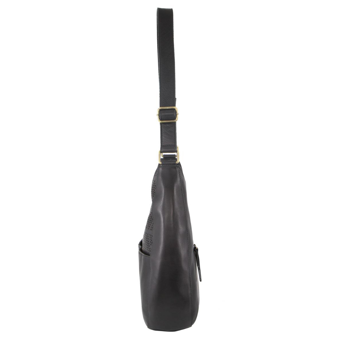 pierre cardin womens italian leather bag perforated cross body travel black