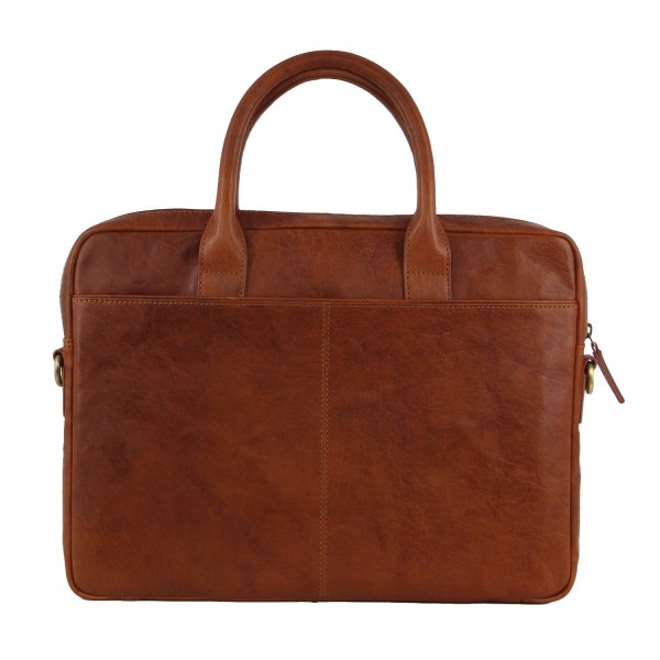 pierre cardin leather multi handle 15 laptop computer bag tan"