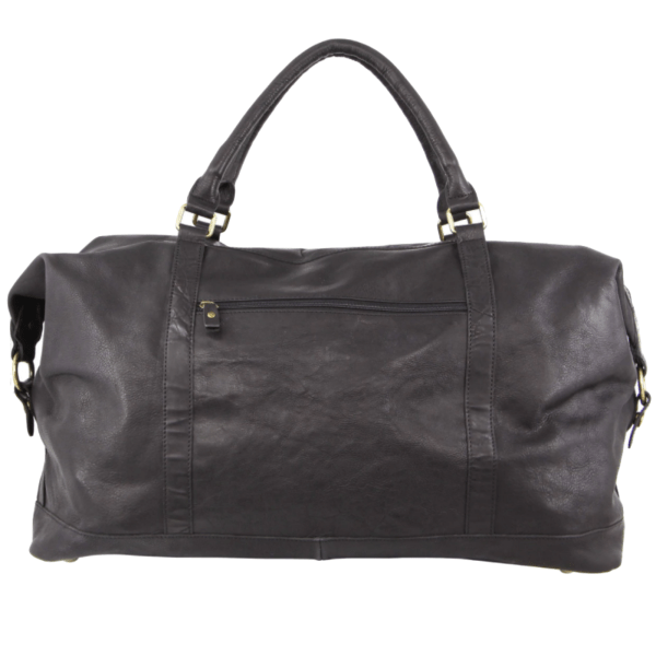 pierre cardin mens leather business overnight bag luggage duffle weekend travel black