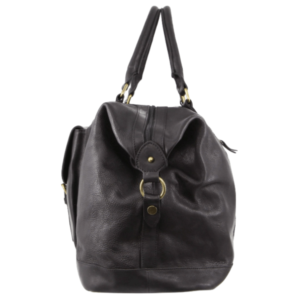 pierre cardin mens leather business overnight bag luggage duffle weekend travel black