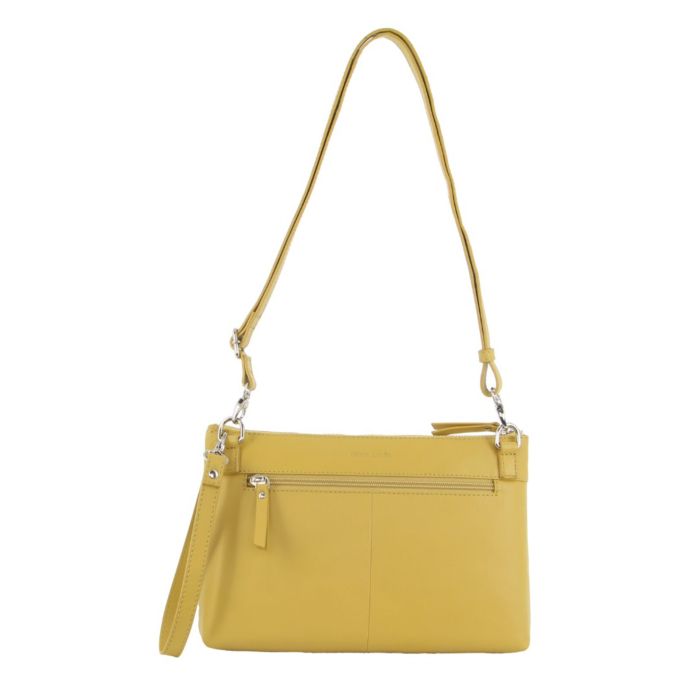 pierre cardin womens crossbody/clutch leather bag in yellow