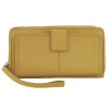 pierre cardin womens leather zip around wallet rfid blocking w/ wristlet in zinc yellow