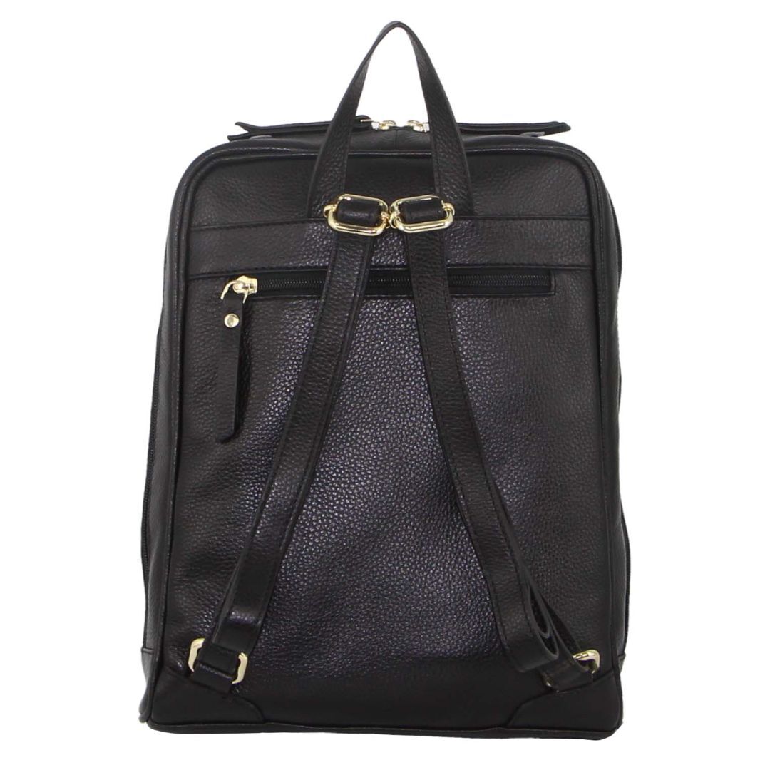 pierre cardin rustic womens leather backpack bag handbag back pack travel black