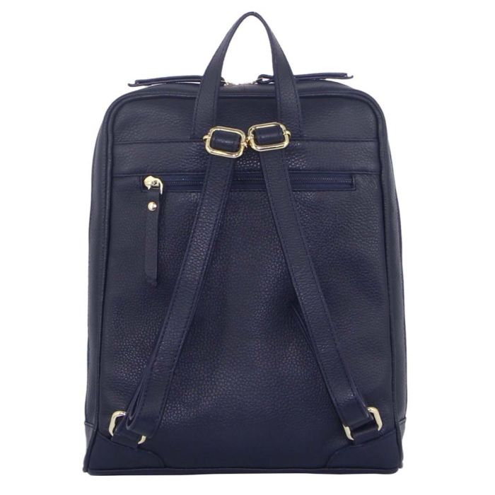pierre cardin rustic womens leather backpack bag handbag back pack travel navy