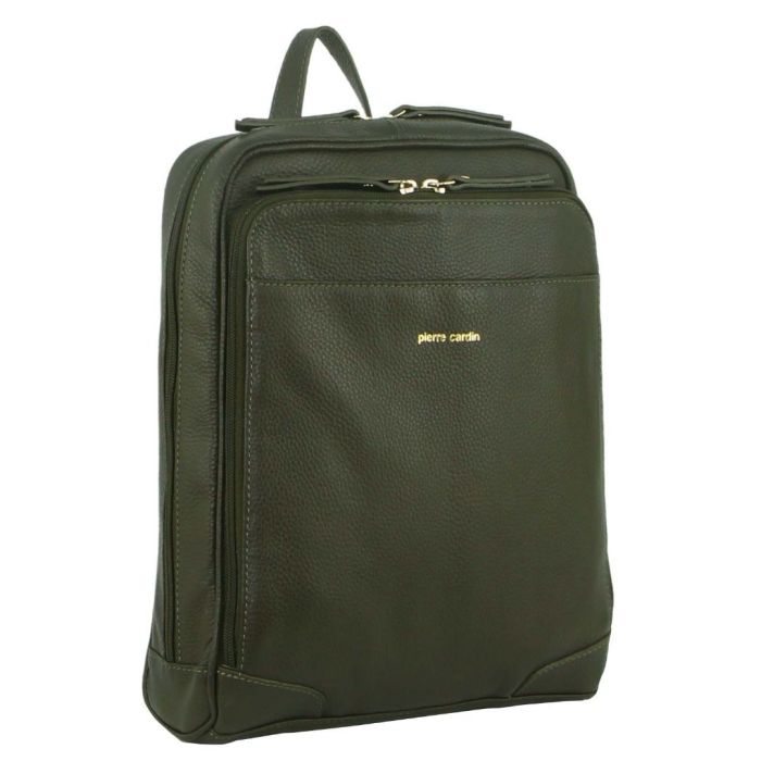 pierre cardin rustic womens leather backpack bag handbag back pack travel olive