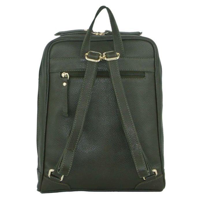 pierre cardin rustic womens leather backpack bag handbag back pack travel olive