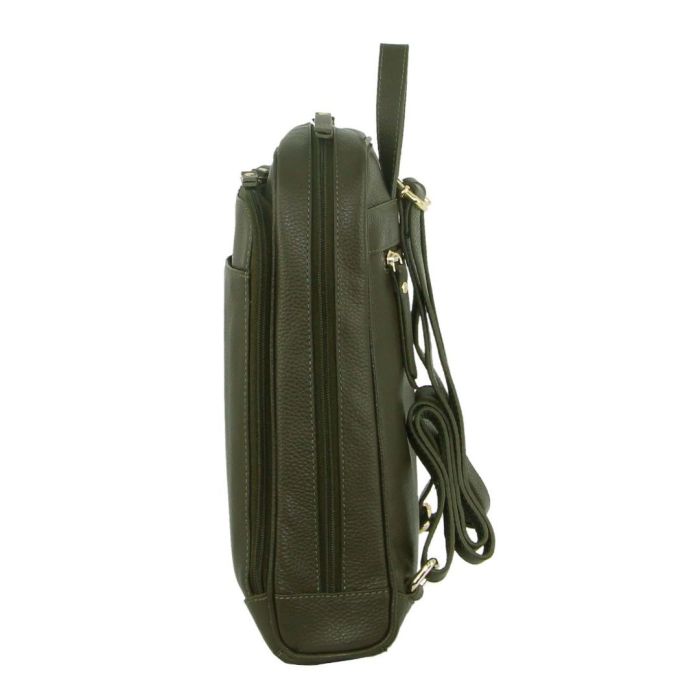 pierre cardin rustic womens leather backpack bag handbag back pack travel olive