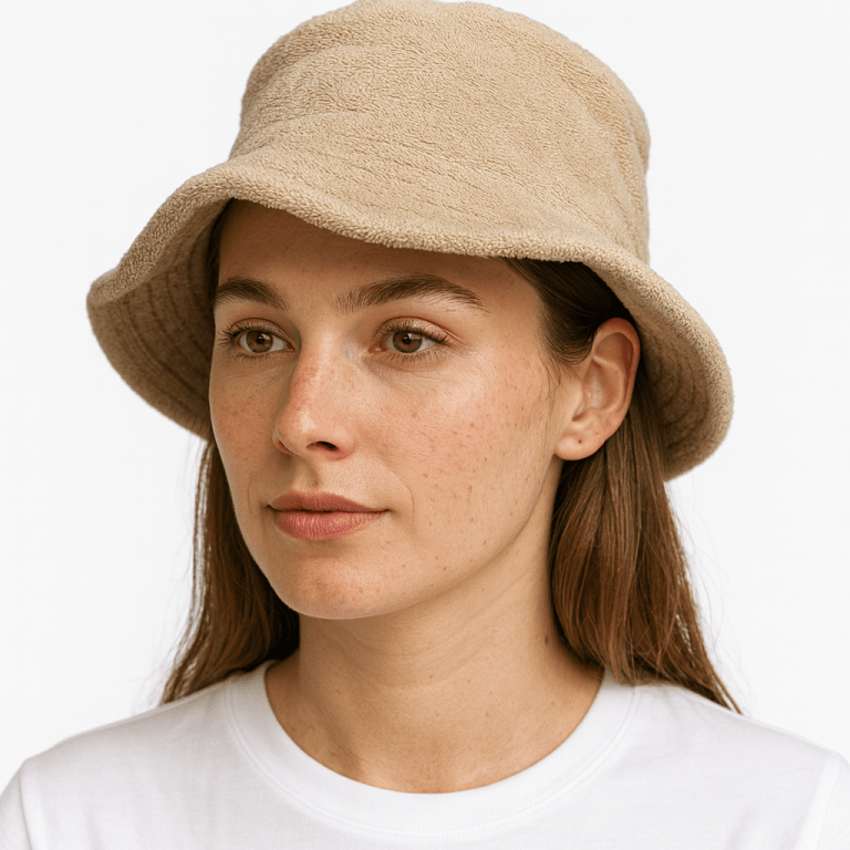 stingy brim terry towelling bucket hat daggy fishing camping lad cap 100% cotton beige l/xl