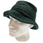 stingy brim terry towelling bucket hat daggy fishing camping lad cap 100% cotton bottle green s/m