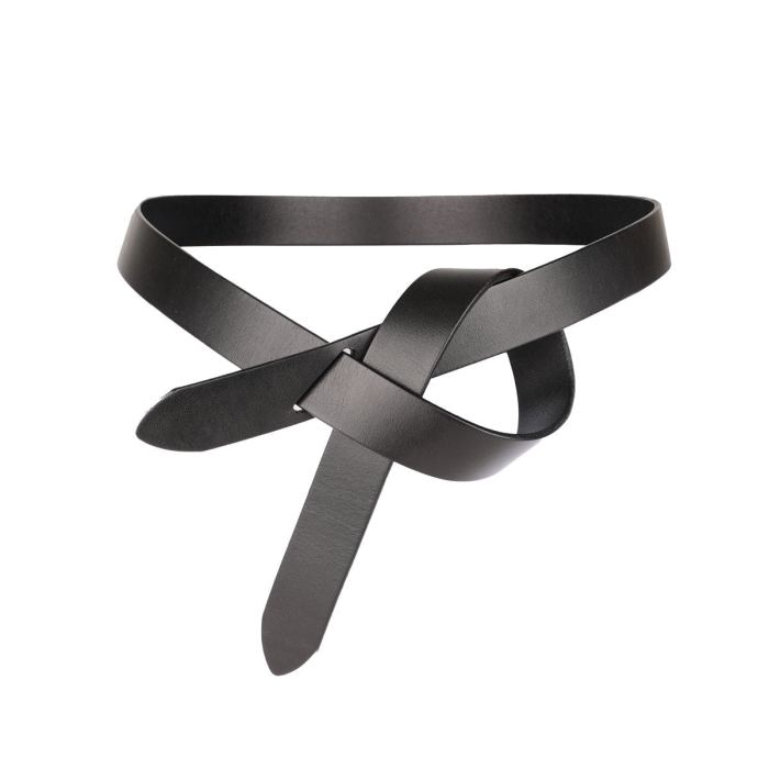 peroz arla women's black leather knotted belt