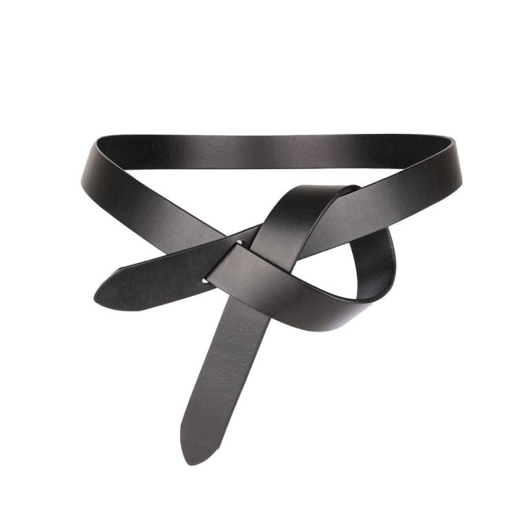 peroz arla women's black leather knotted belt