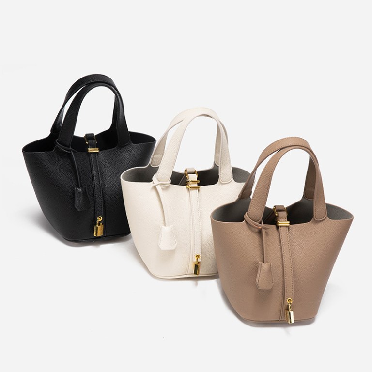 black elegant women's leather tote handbag with gold lock detail black elegant women's leather tote handbag with gold lock detail