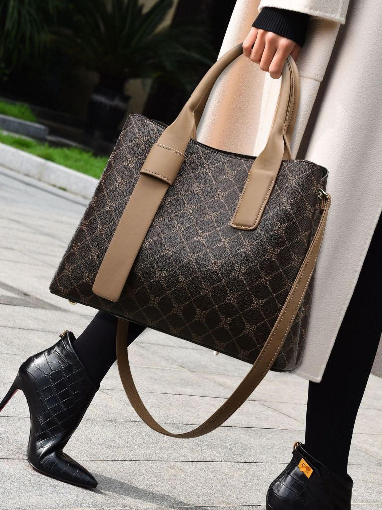 off white and blue retro fashion handbag elegant tote with large capacity for work and daily use off white and blue retro fashion handbag elegant tote with large capacity for work and daily use