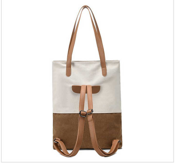 purple and brown canvas tote bag for women multi use shoulder handbag & backpack, large capacity, 30x10x40cm purple and brown canvas tote bag for women multi use shoulder handbag & backpack, large capacity, 30x10x40cm