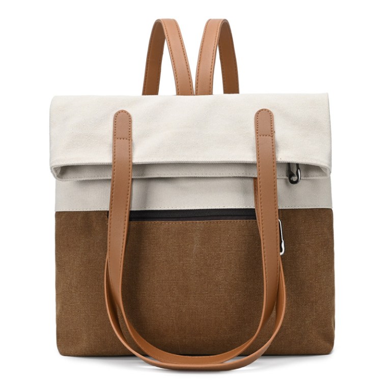 black and brown canvas tote bag for women multi use shoulder handbag & backpack, large capacity, 30x10x40cm black and brown canvas tote bag for women multi use shoulder handbag & backpack, large capacity, 30x10x40cm