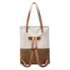 beige and brown canvas tote bag for women multi use shoulder handbag & backpack, large capacity, 30x10x40cm