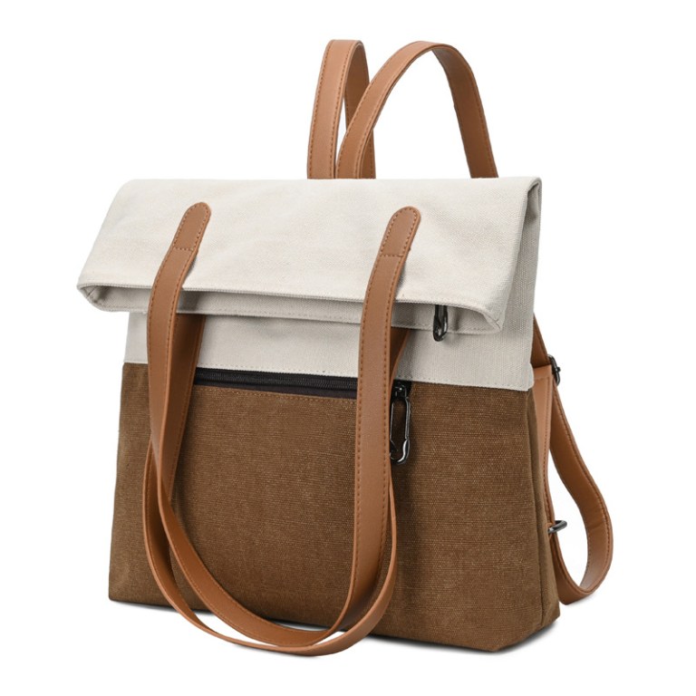 gery and brown canvas tote bag for women multi use shoulder handbag & backpack, large capacity, 30x10x40cm gery and brown canvas tote bag for women multi use shoulder handbag & backpack, large capacity, 30x10x40cm