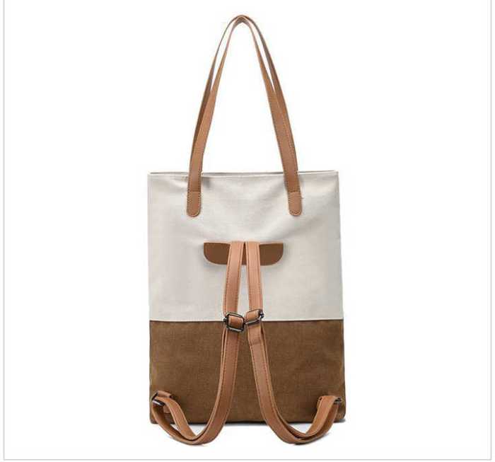 gery and brown canvas tote bag for women multi use shoulder handbag & backpack, large capacity, 30x10x40cm gery and brown canvas tote bag for women multi use shoulder handbag & backpack, large capacity, 30x10x40cm