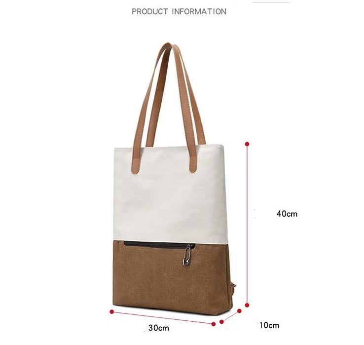 gery and brown canvas tote bag for women multi use shoulder handbag & backpack, large capacity, 30x10x40cm gery and brown canvas tote bag for women multi use shoulder handbag & backpack, large capacity, 30x10x40cm
