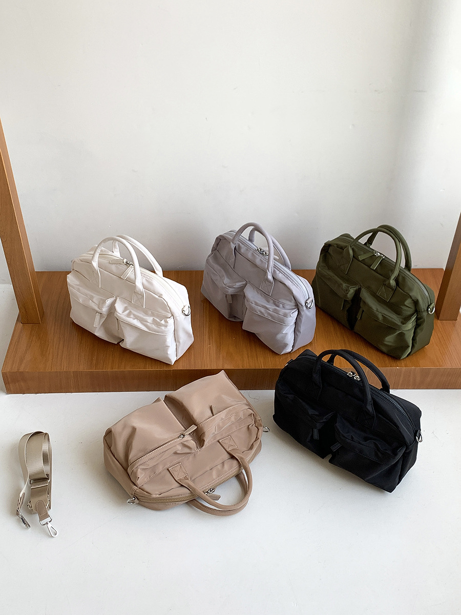white casual nylon tote bag lightweight korean style crossbody bag, large capacity