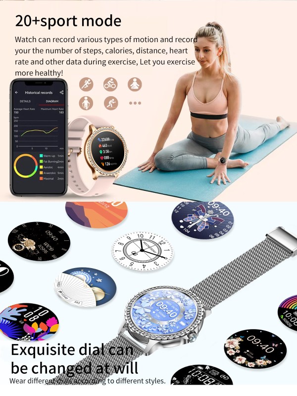 elegant women's smartwatch,hd touchscreen, bluetooth calls, health monitoring(gold) elegant women's smartwatch,hd touchscreen, bluetooth calls, health monitoring(gold)