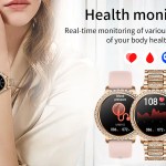 elegant women's smartwatch,hd touchscreen, bluetooth calls, health monitoring(black)