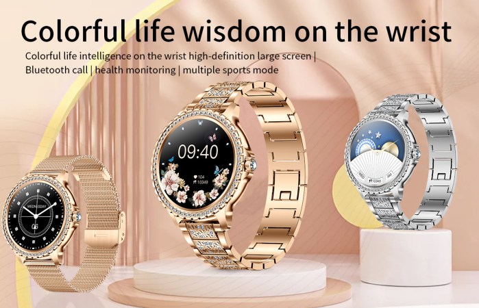 elegant women's smartwatch,hd touchscreen, bluetooth calls, health monitoring(gold thin steel strip) elegant women's smartwatch,hd touchscreen, bluetooth calls, health monitoring(gold thin steel strip)