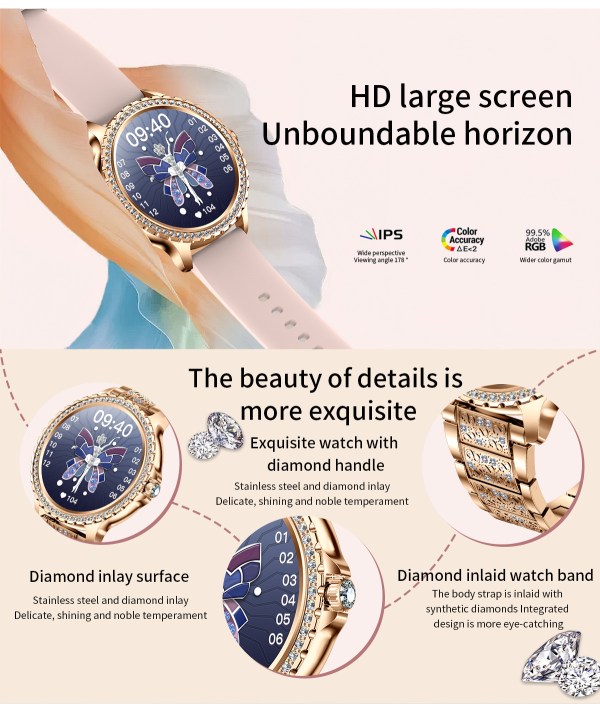 elegant women's smartwatch,hd touchscreen, bluetooth calls, health monitoring(silver thin steel strip) elegant women's smartwatch,hd touchscreen, bluetooth calls, health monitoring(silver thin steel strip)